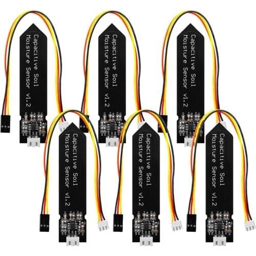 6Pcs Soil Moisture Sensor, Hygrometer Module V1.2, Analog, Capacitive Soil Moisture Sensor, for Arduino Plant Watering