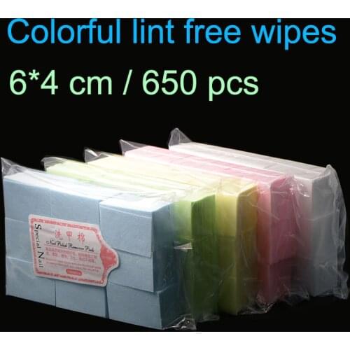 650 pcs/lot New lint-free wipes Pure Natural Cotton Colorful Nail Napkins Gel and UV Gel Remover environmental Nail art supplies