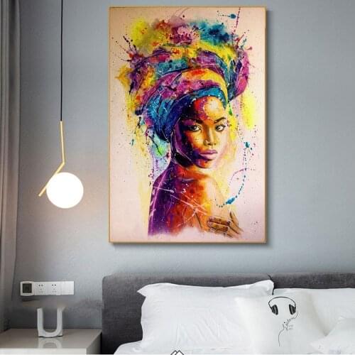 African Black Woman Graffiti Art Posters And Prints Abstract African Girl Canvas Paintings On The Wall Art Pictures Wall Decor