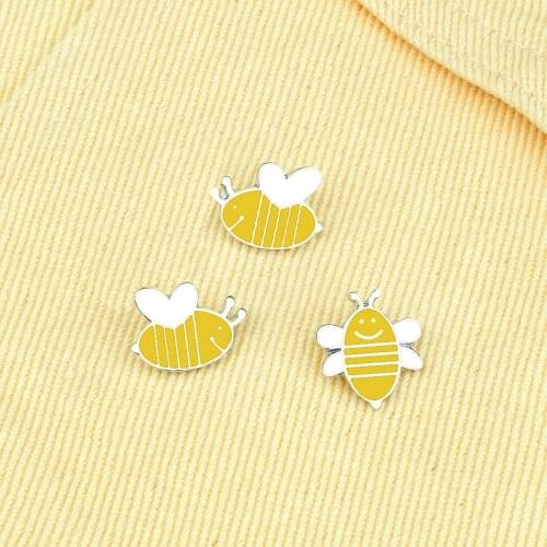 3Pcs/set Enamel Cute Honeybee Cartoon Brooch Denim Jacket Clothing Pin Buckle Shirt Badge Animal Brooches Jewelry Gift for Kids