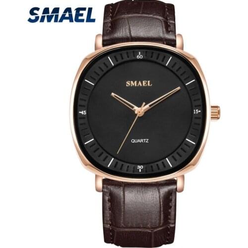 SMAEL Quartz Movement Fashion Mens Watch Elegant Casual Style Rose Gold Dial Luminous Hands Waterproof