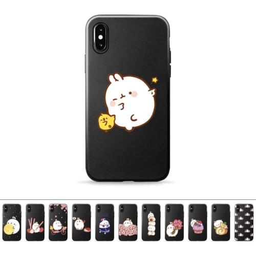 Bixedx Molang Kawaii cute cartoon Phone Case for iPhone 11 12 6 7 8 Pro X XS Max XR Plus Silicone Soft TPU Funda Cover