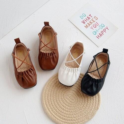 Children girls leather shoes princess sweet fashion children flat soft ruffled childrens dress shoes spring and summer sandals