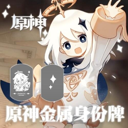 Genshin Impact Paimon Venti Diluc Keqing Klee Qiqi Titanium Steel ID Tags Necklace Pendant Chain Choker Accessories Cosplay