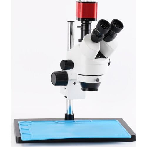 Hayear 7-45X Trinocular Stereo Microscope 4K Industrial Camera UHD with Metal Stand Silicone Pad for Phone Repair Soldering