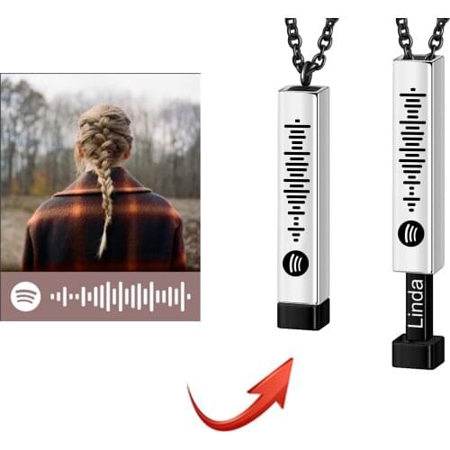 Custom Music Spotify Code Necklaces For Women Men Personalized Favorite Song Double Retractable Rope Choker Valentines Day Gift