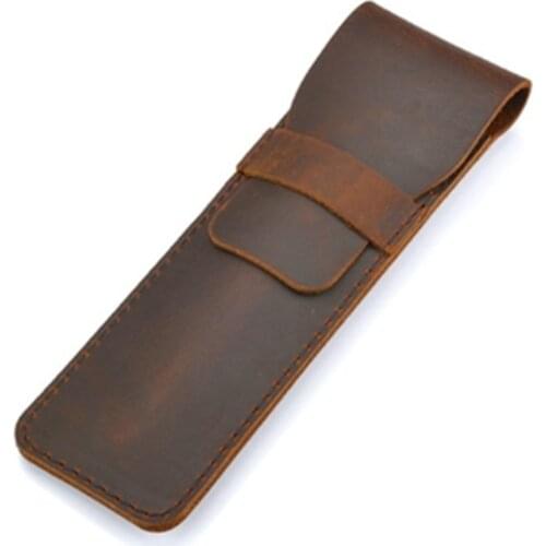Small Brown Handmade Leather Pencil Bag Leather Retro Style Accessories Travel Diary Leather Pencil Case