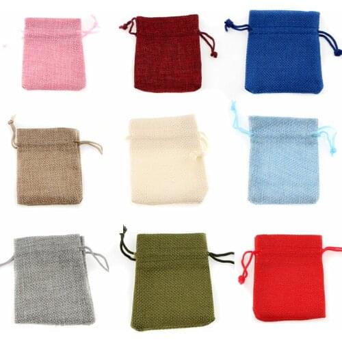 10Pcs/lot 7x9cm 10x14cm Drawstring Burlap Bags Wedding Favors Jute Gift Bags Jewelry Pouches Hessian Sack Packing bag supplies
