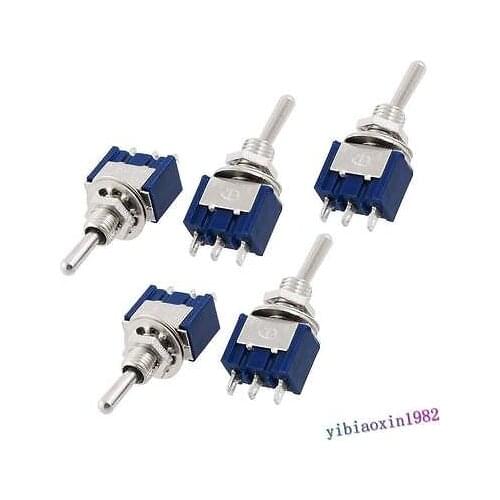 AC 125V 6A SPDT 3 Pin On/On 2 Position Miniature Toggle Switch Blue 25Pcs