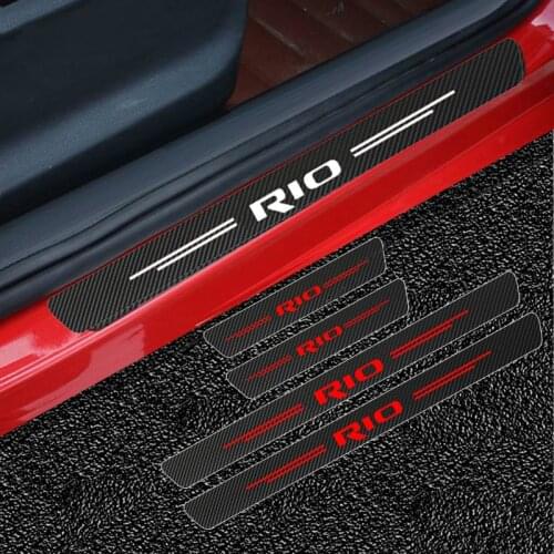 Mutips 4pcs Carbon Fiber GT Car Door Sill Threshold Protection Sticker Waterproof Trim Exterior Auto For Kia RIO Car Accessories