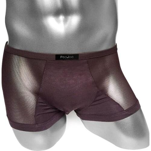 PEAJOA Brand Shorts Mens Sexy Men Underwear Boxer Trunks With Gauze Mesh Patchwork Man Cotton Underwear High Quality Slip Undies
