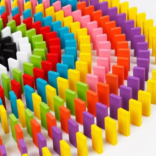 120pcs/set Colored Rainbow Wood Domino Game Blocks Kits Baby Early Learning Dominoes Educational Toys For Children Gift