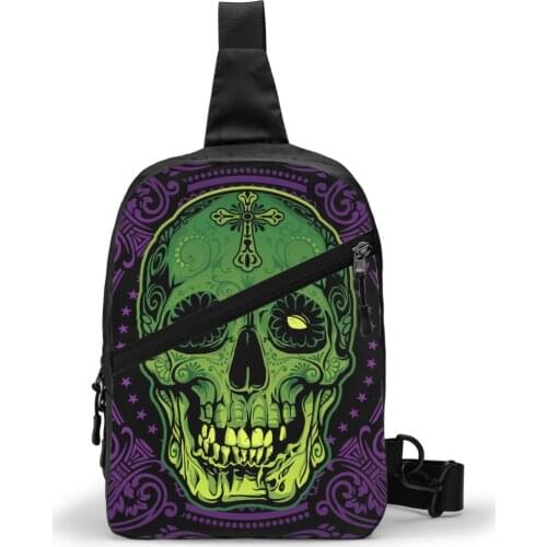 Mexican Skull Chest Bag Polyester Hiking Sling Bag foldable Crossbody Cheap Pouch Bag