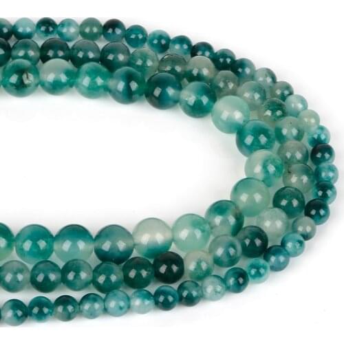 New Fashion Size 6 8 10mm Natural JadeStone Dark Green Loose Stone Beads Round Beads For DIY Bracelet Necklace Jewelry Making