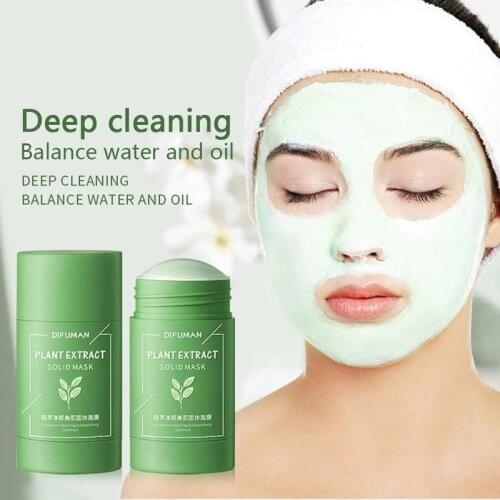 Green Tea Cleansing Mask Eggplant Purifying Clay Stick Mask Oil Control Anti-Acne Mud Cream Beauty Skin Care Hot