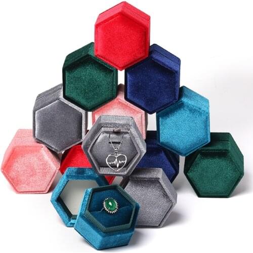 Wholesale Rings Box Jewelry Packaging Box pendant Box Jewelry ContainerHigh Quality Earrings Holder Velvet Couple