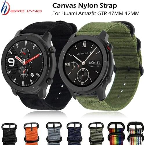 Nylon Canvas Band Strap for Xiaomi Huami Amazfit GTR 42/47MM Bip Stratos 3 2/2S PACE Watchband for Samsung Gear S3 S2 Bracelet
