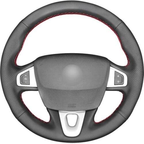 Hand-stitched Black Artificial Leather Car Steering Wheel Cover for Renault Megane 3 (Coupe) RS 2010 2011 2012 2013 2014-2016