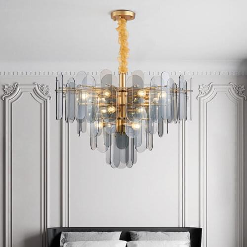 Modern led chandeliers living room luxury lighting bedroom Glass leaf ceiling lamps copper kitchen fixture ceiling lamp dining