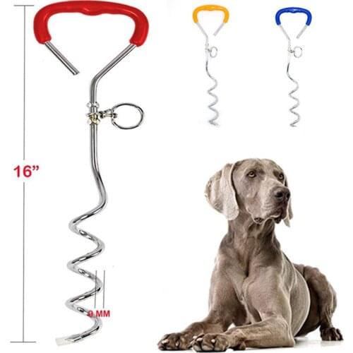 Steel Wire Dog Fixed Pile for Camping Ground Garden outdoor dog Accessories Portable Durable pet products with Metal Screw Stake