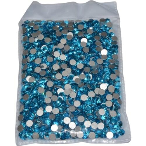 Lake Blue Crystals Nail Rhinestones Non Hotfix Flatback Glass Rhinestones for Nails Gem Decorations SS3-SS20 1.3mm-4.0mm