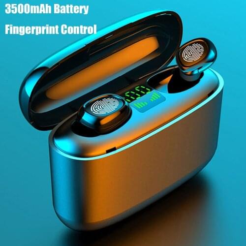 3500mah LED Bluetooth 5.0 TWS Wireless Earphones Fingerprint Control Earbuds IPX7 Waterproof Sport Headset PK F9 Earphone