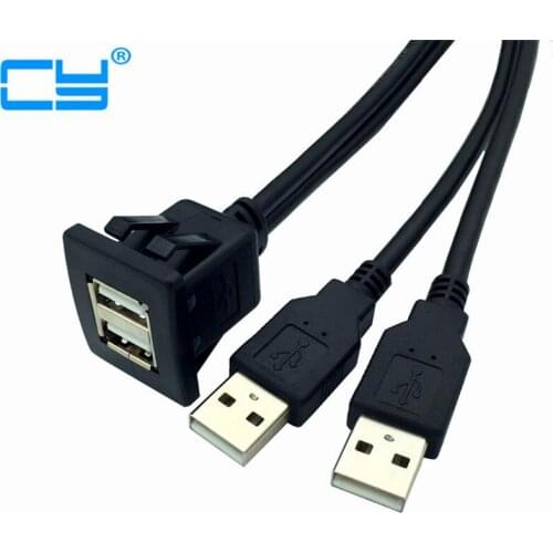 USB Male to Female AUX Flush Panel Mount Extension Cable for Car Truck Boat Motorcycle Dashboard (Square Head)