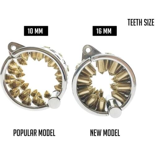 Spike Ring KALIS TEETH 4 ROWS GOLD Ring Scrotum Pendant Male Chastity Device Kalis teeth chastity device