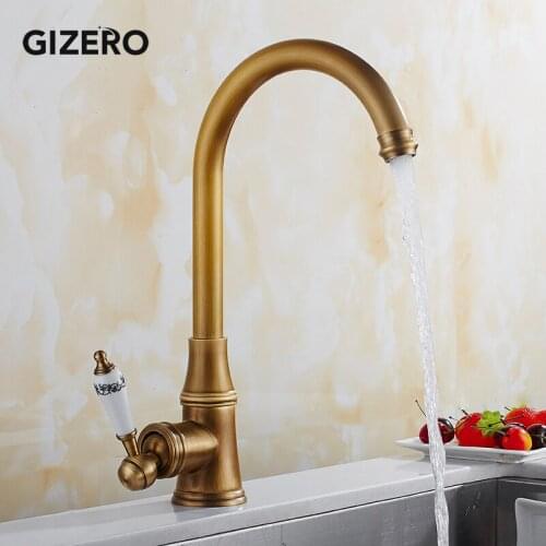 Tall Basin Faucets Antiek Bronze 360 Swivel with Ceramic Handle Bathroom Vessel Sink Mixer Hot And Cold Water Taps ZR213