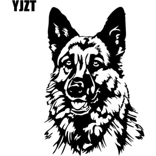 YJZT 11.9X17.7CM Funny Animal Car Sticker Vinyl Decal German Shepherd Dog Black/Silver C24-1596