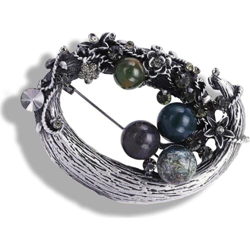 Muylinda Vintage Flower Brooch Natural Metal Stone Brooches And Pins Women Scarves Brooches Clips Accessories Gift For Women