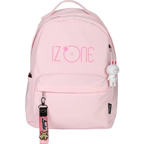 Kpop Korean IZONE IZ*ONE Printing Women Backpack Kawaii Pink Backpack Nylon School Bags Waterproof Travel Backpack Date Rugzak