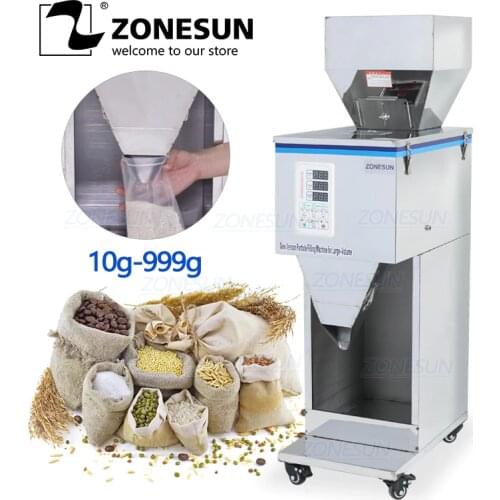 ZONESUN Food Racking Machine Granular Powder Materials Weighing Packing Machine Filling Machine 10-999g For Seeds Coffee Bean