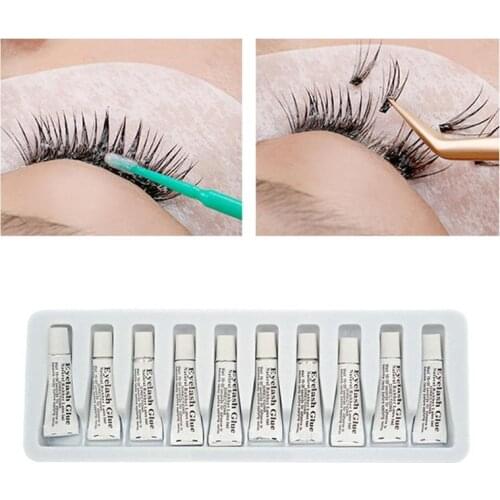 10pcs/lot 2ml Eyelash Glue Waterproof White Eye Lash Glue Natural Rubber Latex Eyelash Glue Eyelash Extension Accessories