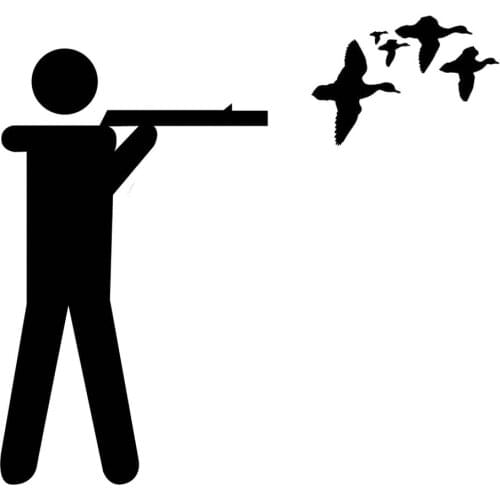 15cm*14.1cm Cartoon Funny Car-styling Hunting Ducks Car Sticker Black/Silver S6-3338