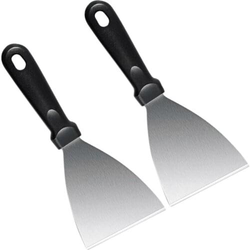 2PCS Griddle Scraper Slant Scraper Widely for Ice Paint BBQ Tools Flat Top Grill Tools Camping Griddle Cooking Utensil