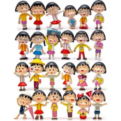 24Pcs/Set Anime Chibi Maruko Chan Cartoon Model DIY Collection Action Toy Figures 3-5CM High