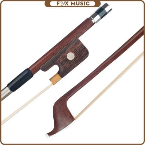 3/4 4/4 French Style Brazilwood Double Bass Bow Parisian Eyes Round Stick White Horsehair