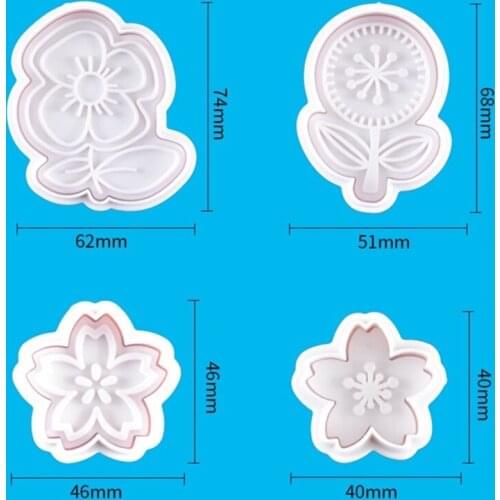 4pcs/set Flower Plastic Biscuit Mold DIY Kitchen Cake Decorating Tools Cookie Cutter Stamp