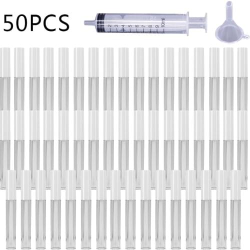 50 PCS 2.5ML Empty Lip Gloss Tube Cosmetic Mini Lip Gloss Container Brush Tip Applicator Wand for Lip Refillable Makeup DIY