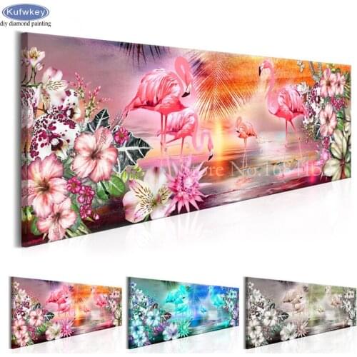 Diy diamond Painting Flowers Flamingo full square 3d embroidery animal pattern rhinestone mosaic Girls Room Decor Romantic Gift