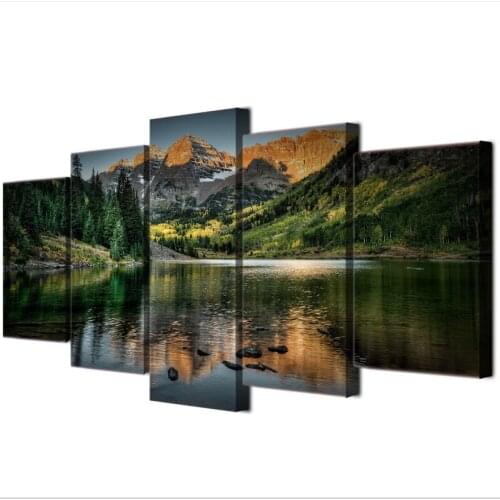 Diamond mosaic Mountains Lake Landscape 5 piece diamond painting full square/round rhinestone embroidery sale home decor