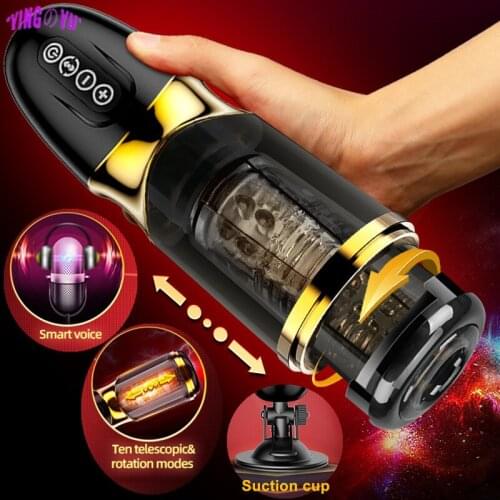 Automatic Telescopic Rotation Smart Heating Male Masturbator Voice Vagina Real Pussy Adult Masturbation Sex Toys for Men Penis