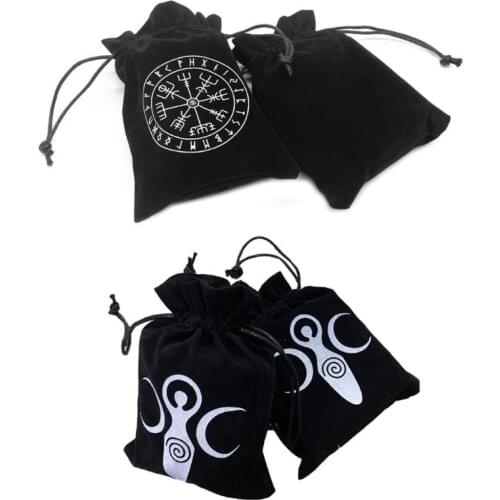 Velvet Moon Phase Goddess Tarot Storage Bag Rune Board Game Card Drawstring Package 7"x5"