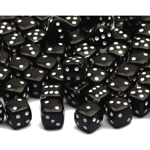 Black Square Dice Acrylic Beads 50/100pcs 8x8mm Spacer Loose Beads For Jewelry Making DIY Necklace Bracelet Beaded Accessories