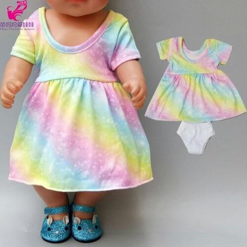 Baby new born doll clothes rainbow dress 18 american doll dress toys wear