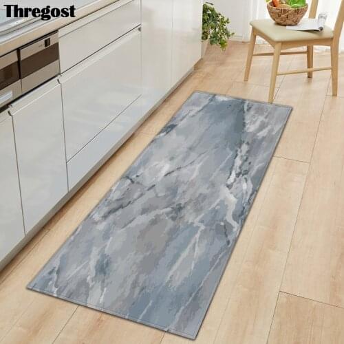 Thregost Home Floor Mats Printed Suede Modern Kitchen Carpet Anti-Slip Welcome Doormat Absorbent Water Bathroom Rugs
