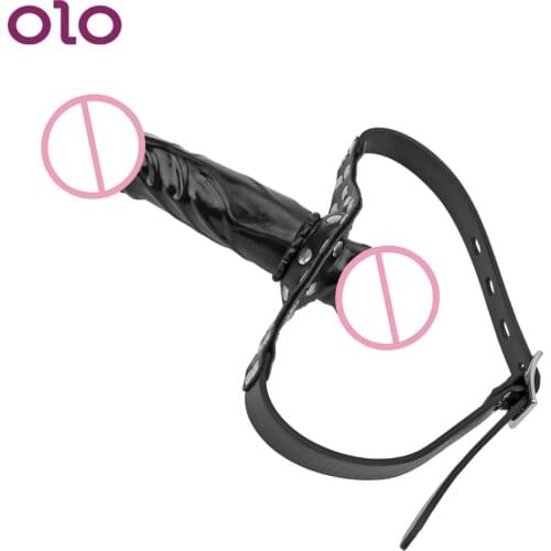 OLO Double-Ended Dildo Gag Head Strapon Mouth Gag Fetish SM Bondage Penis Harness Lesbian Sex Toys for Women Erotic Toys