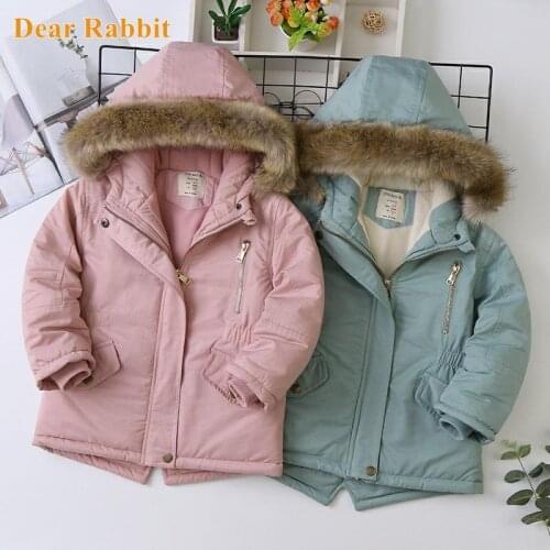 Baby Girl Denim Jacket Plus Velvet Warm clothing Toddler Hooded Coat Outwear 2021 kids Winter Children clothes Thickened parka
