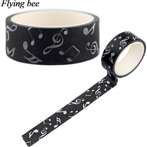 Flyingbee 15mmX5m Musical notes Washi Tape Paper DIY Decorative Adhesive Tape Stationery fashion Masking Tapes Supplies X0551